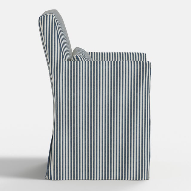 Stoffer Home x Cloth & Company Slipcover for Lindy Dining Armchair in Jane Stripe Denim For Sale In Chicago - Image 6 of 8