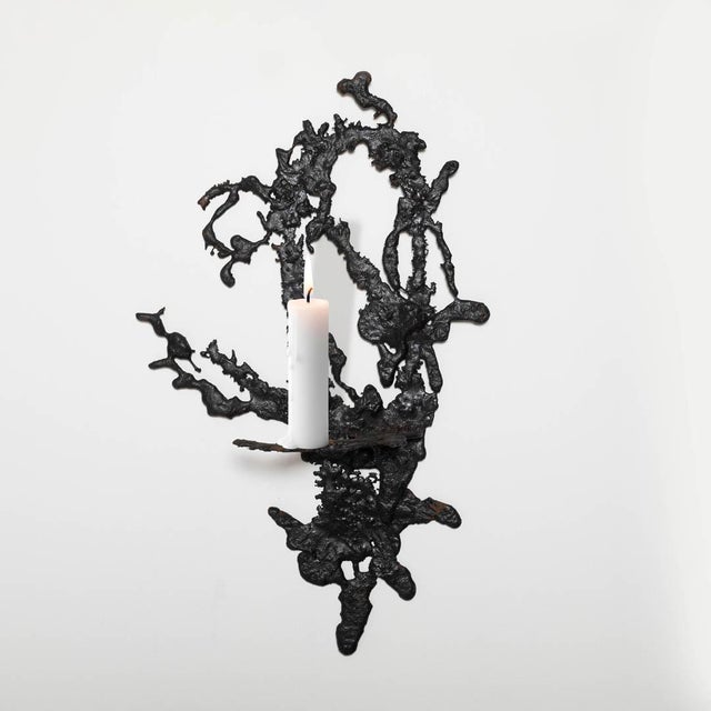 Mid-Century Modern Freeform Wall Candelabra in Iron, Poland, 1960 For Sale - Image 3 of 5