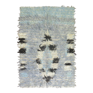 Powder Blue Abstract Vintage Turkish Tulu Mid-20th Century Shag Rug