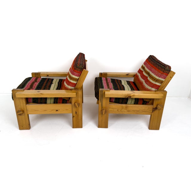 A characterful pair of lounge chairs designed by Yngve Ekström and produced by Swedese in Sweden during the 1970s. The...