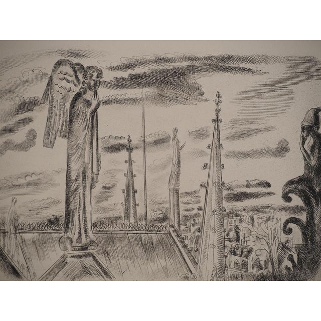 Hermine DAVID (1886-1970) The Glory of Paris: On the Roof of Notre Dame, 1937 Original etching Unsigned Limited to 500...