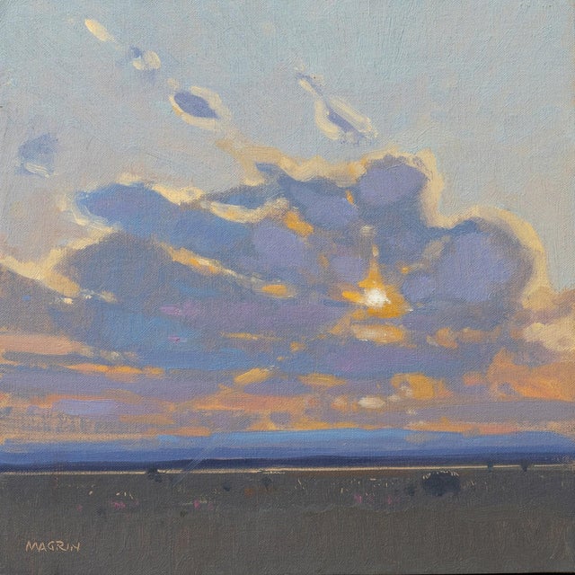 Colorado Sunset by Michael Magrin | Oil on linen mounted on panel of a sunset over a landscape For Sale