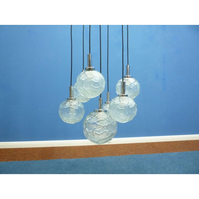 Mid-Century Modern Cascade Ice Glass Hanging Lamp from Doria, 1960s For Sale - Image 3 of 15
