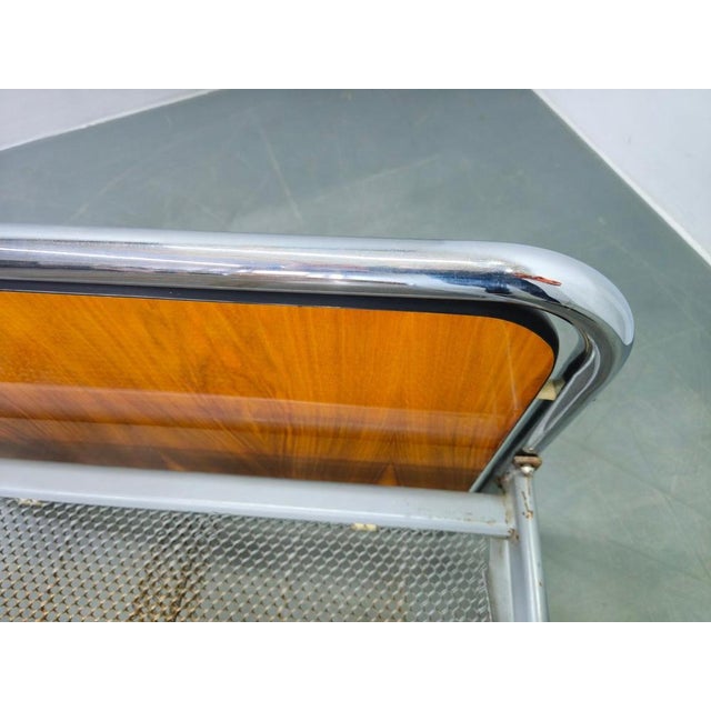 Bauhaus Tubular Steel Bed with Walnut Veneer Panels, 1930s For Sale - Image 17 of 18