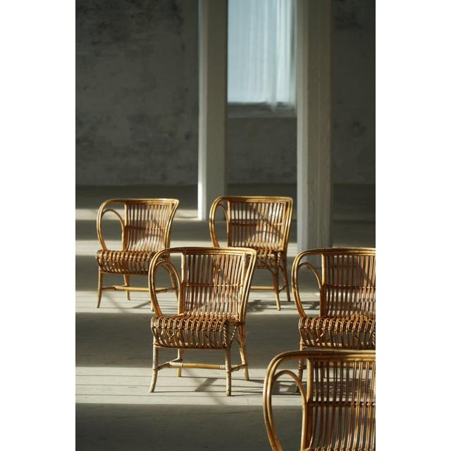 1930s Danish Modern Bamboo Dining Chairs by Robert Wengler, 1930s, Set of 6 For Sale - Image 5 of 18