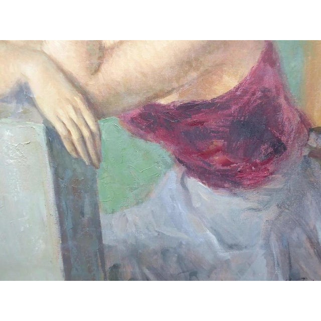 Marc Rebierre, Portrait of a French Girl, 1960s, Oil Painting on Canvas, Framed For Sale - Image 11 of 14