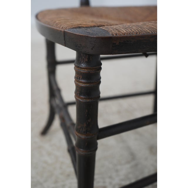 Pair of Antique Rush Seat Bamboo Sussex Type Chairs For Sale - Image 16 of 18