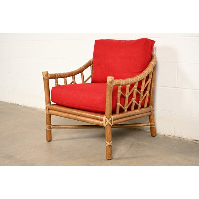 McGuire McGuire Mid-Century Hollywood Regency Bamboo Rattan Lounge Chair For Sale - Image 4 of 15