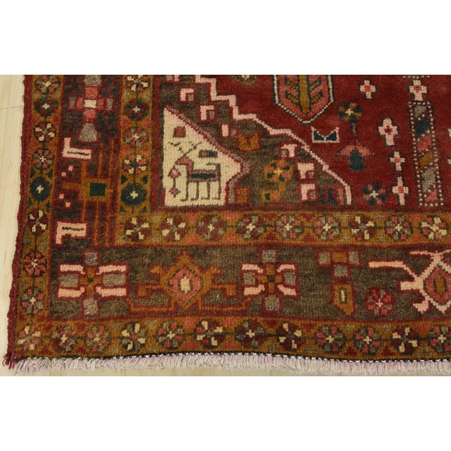 Sarab Runner 3’9” X 11′ Red Wool Semi-Antique Tribal Hand-Knotted Oriental Rug For Sale - Image 11 of 14