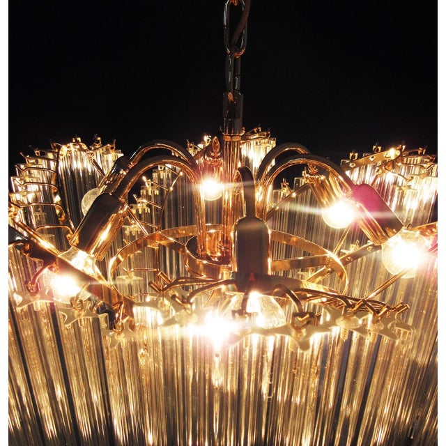 Italian Quadriedri Gold Metal Frame Murano Chandeliers, Set of 2 For Sale - Image 18 of 18