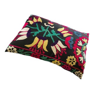 Stunning Old Custom Made Uzbeck Suzani Lg Pillow 25.5" by 18" For Sale