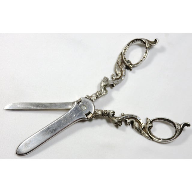 Silver Fancy Antique Victorian Sterling Silver Grape Shears For Sale - Image 8 of 13