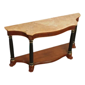 1990s Empire Style Serpentine Marble Top Console Table