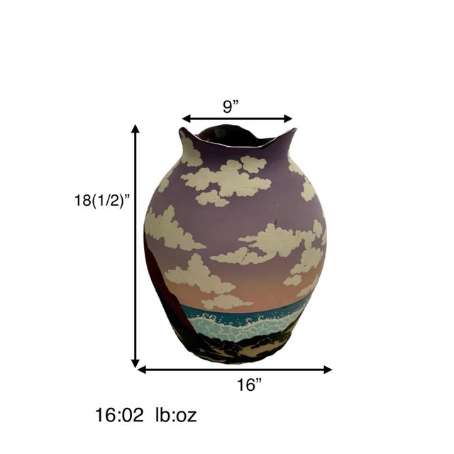 One-of-a-kind vintage vase with beautiful dawn scene in vibrant colors. Hand-painted Native American style statement vase....