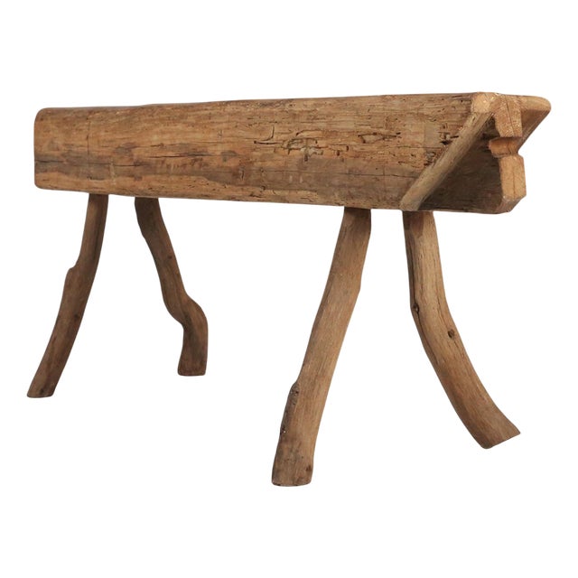 Rustic Tree Trunk Bench, 1850s For Sale