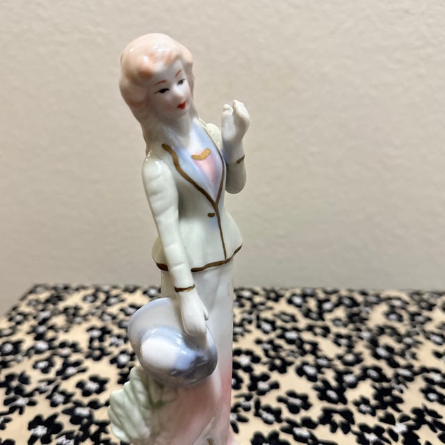 Victorian Vintage Porcelain Elegant Lady Figurine – Victorian Style With Hat & Suit For Sale - Image 3 of 8