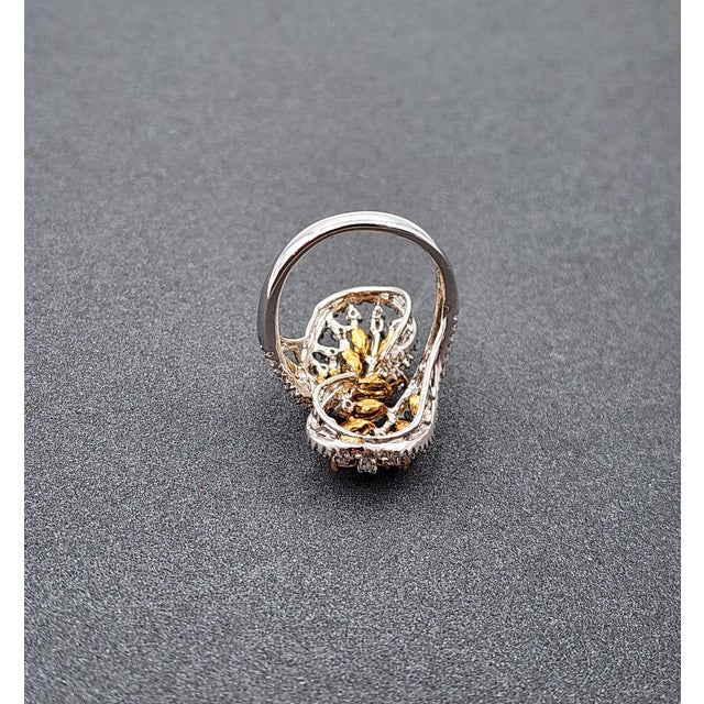 Metal 2.52 Ct Natural Pink & Natural Yellow Diamond Ring Size 6 For Sale - Image 7 of 9