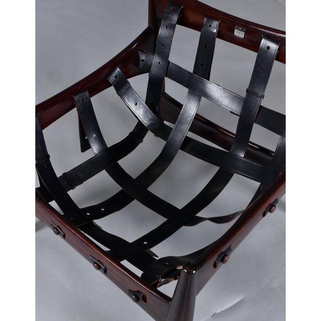Brazilian Rosewood & Leather Sling Chair and Ottoman by Sergio Rodrigues for Isa For Sale - Image 14 of 18