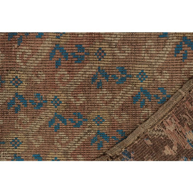 Textile Vintage Chaput Style Kilim in Beige-Brown With Pink Undertone & Blue Accents For Sale - Image 7 of 7