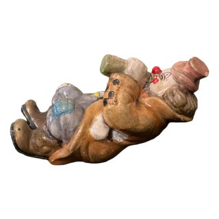 Mid Century Hand Painted Tramp Clown Sculpture, USA For Sale