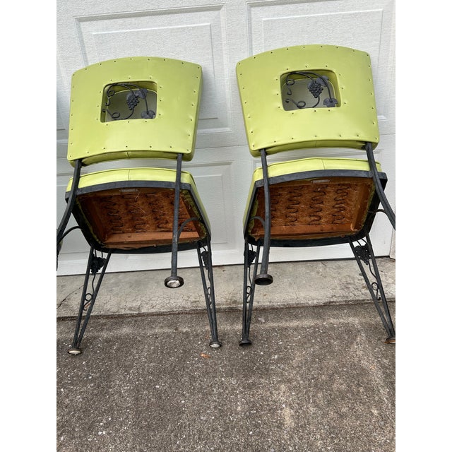Metal Late 20th Century Woodard Black Iron Lime Green Dining/Patio Chairs - Set of 4 For Sale - Image 7 of 12