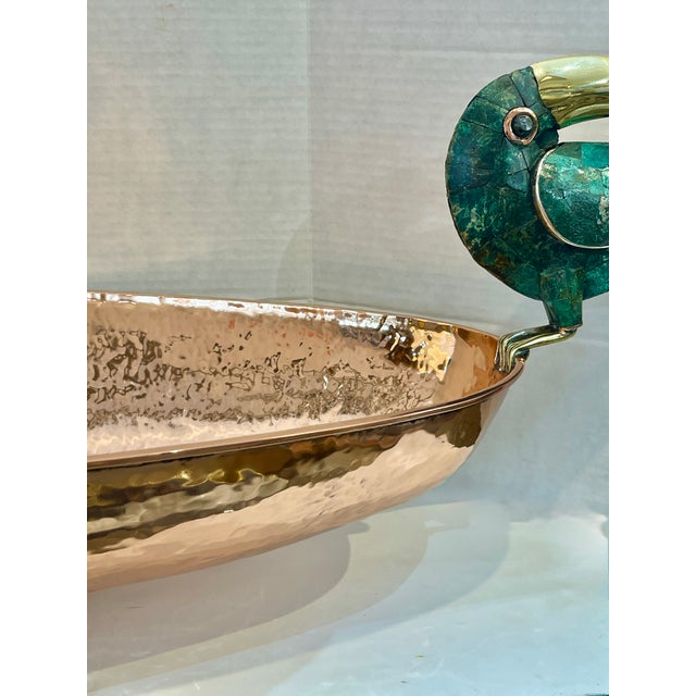 Rare Emilia Castillo Taxco Hammered Copper Toucan Centerpiece Bowl, Signed For Sale - Image 9 of 16