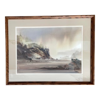 John Ebner Seaside Pacific Northwest Landscape Watercolor on Paper Framed & Matted For Sale