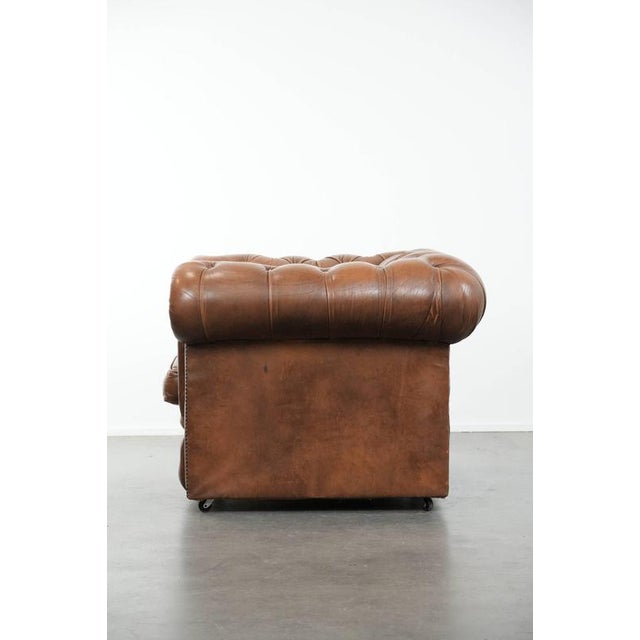 Chesterfield Club Chair in Cowhide For Sale - Image 5 of 16