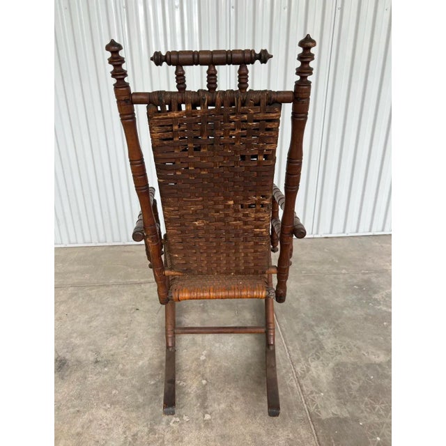 Early 20th Century Antique Rustic Rocking Chair, Wooden With Woven Seat For Sale In Birmingham - Image 6 of 10