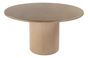 Kersten 54 In. W Round Wood Single Pedestal Base Dining Table, Light Driftwood