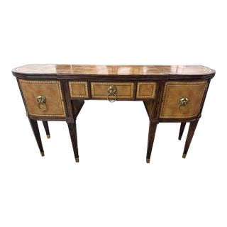 Vintage Maitland Smith Tooled Leather Brass Lion Buffet For Sale