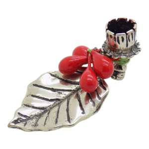 Vintage Italian Handmade Genuine Silver Christmas Mini Candle Holder Miniature