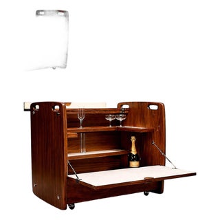 Freijó Wood Bar Cart with Chrome Wheels by Sergio Rodrigues, Brazil, 1960s - Lot 80A For Sale