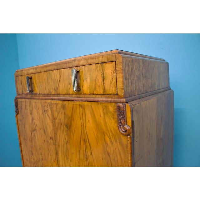 Art Deco British Burr Walnut Tallboy, 1930s For Sale - Image 6 of 11