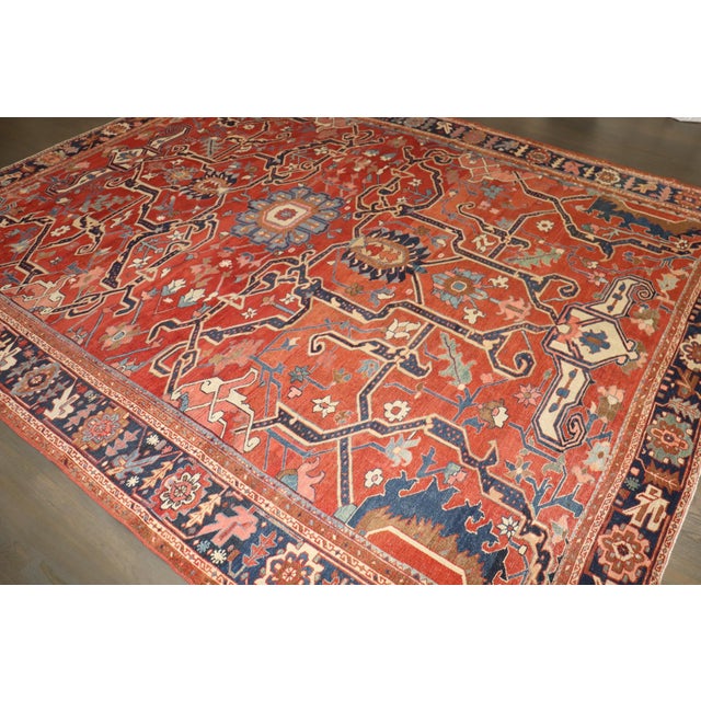 Phenomenal Antique persian Serapi Rug no. j5226 For Sale - Image 9 of 14