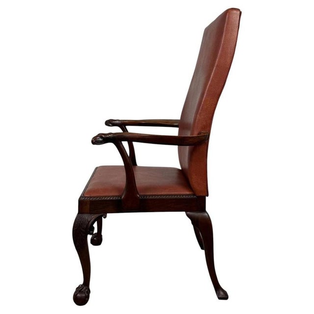 Brown Antique 19th Century English Mahogany Open Armchair with Claw Feet For Sale - Image 8 of 15