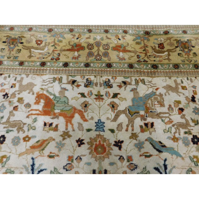 Mid Century Hand Knotted Persian Tabriz Rug, Depicting Royal Hunting Scene. For Sale - Image 18 of 18