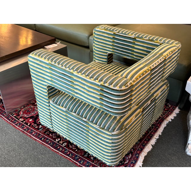 Restoration Hardware Drew Swivel Chair, Custom For Sale - Image 17 of 17