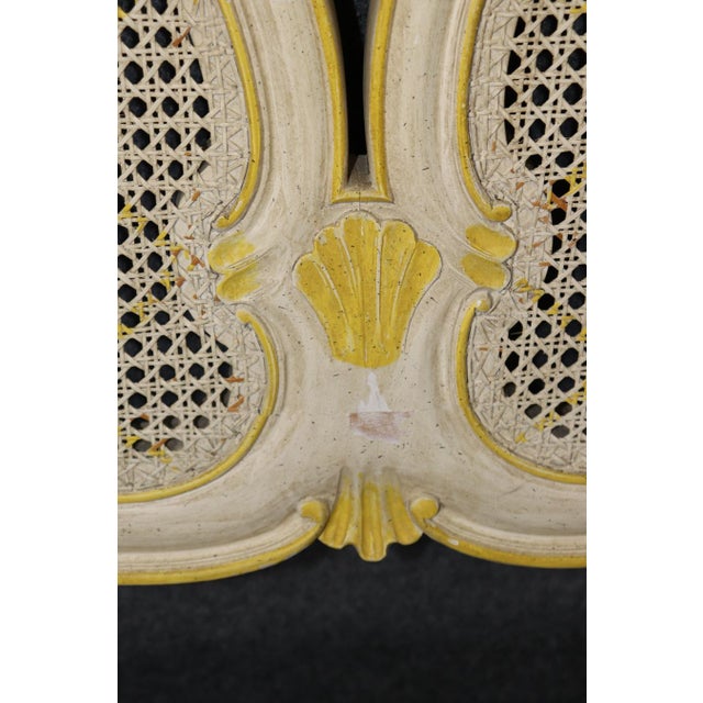 Cream Louis XV Paint Decorated Cane Back Headboard For Sale - Image 8 of 10