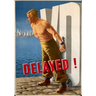 Franz Oswald Schiffers, Original Vintage Color World War II Propaganda Poster Delayed! Offset Lithograph, 1946 For Sale
