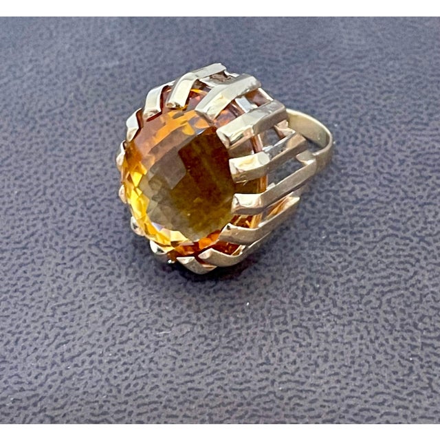 42 Carat Natural Oval Citrine Cocktail Ring in 14 Karat Yellow Gold, Estate For Sale - Image 18 of 18