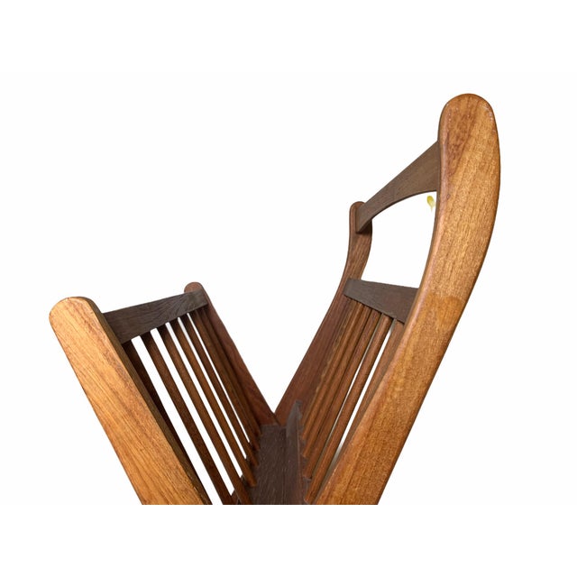 1970s Danish Modern Folding Teak Magazine Rack For Sale - Image 12 of 13