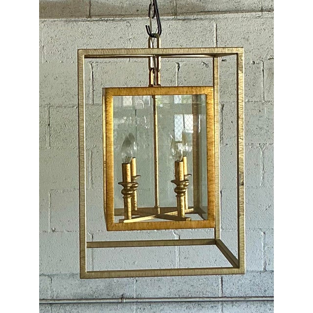 Metal Vintage Contemporary Double Frame Lantern For Sale - Image 7 of 9