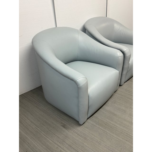 Contemporary A. Rudin Model 419 Leather Swivel Chairs, Pair For Sale - Image 3 of 12