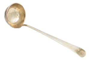 Silver Soup Ladle with Shell Rim