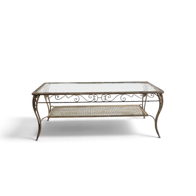 Late 20th Century Italianate-Style Scrollwork Metal and Glass Coffee Table For Sale - Image 12 of 16