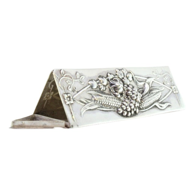 Silver Toothpick Holder in Triangular Shape For Sale