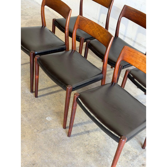 In Style of J.l. Møller Rosewood Dining Chairs Set of 6 Manufactured in Denmark Mid-Century Modern 1960s For Sale - Image 11 of 13