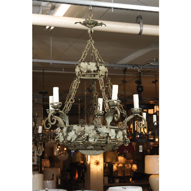 Early 20th Cent. French Two-Tier Chandelier With Vine and Tendril Motif For Sale - Image 4 of 16