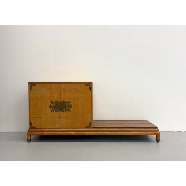 Wood Vintage Wooden Platform Credenza For Sale - Image 7 of 7